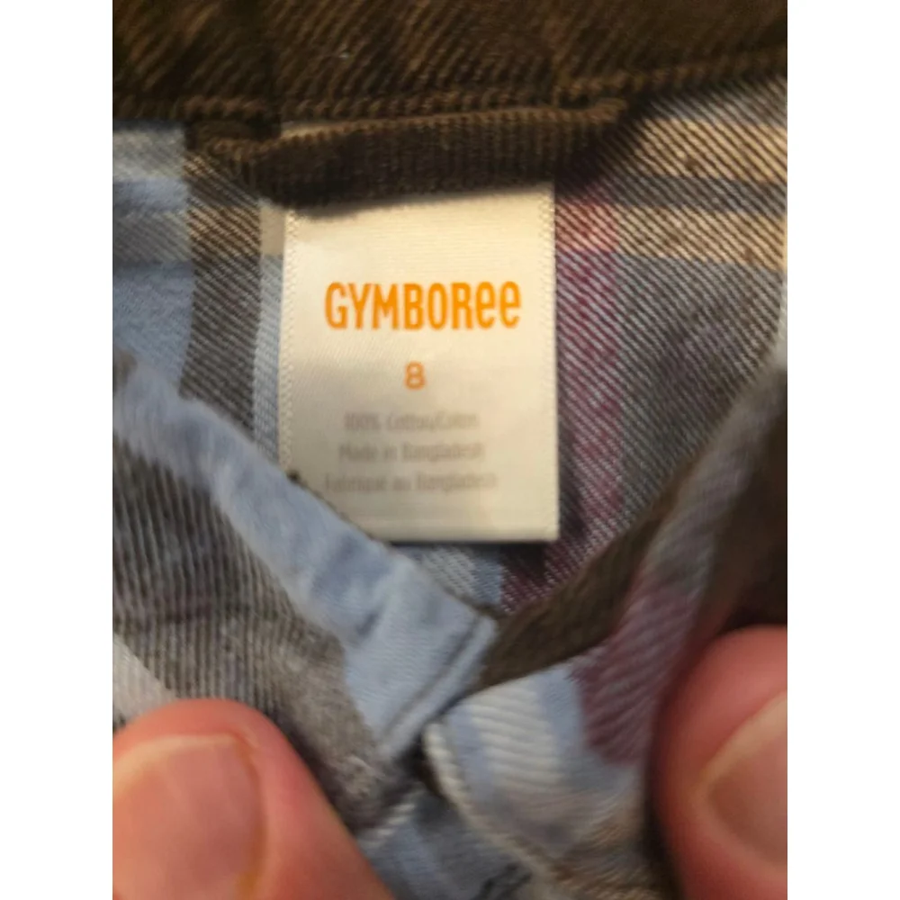 Gymboree Blue and Brown Flannel Long Sleeve Shirt Size 8